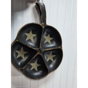 Primitive Wooden Divided Serving Tray w/ Handle Black Star Farmhouse Decor